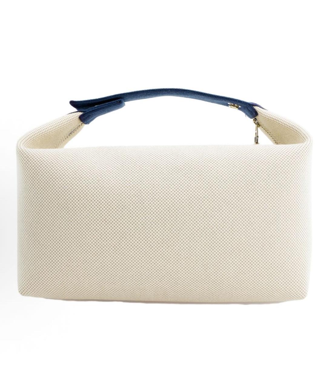 HERMES Белая тканевая косметичка, фото 3