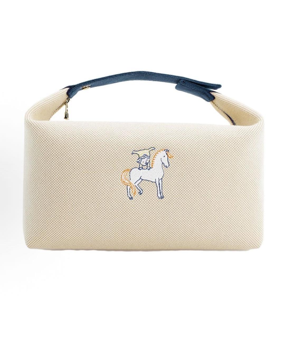 HERMES Белая тканевая косметичка, фото 1