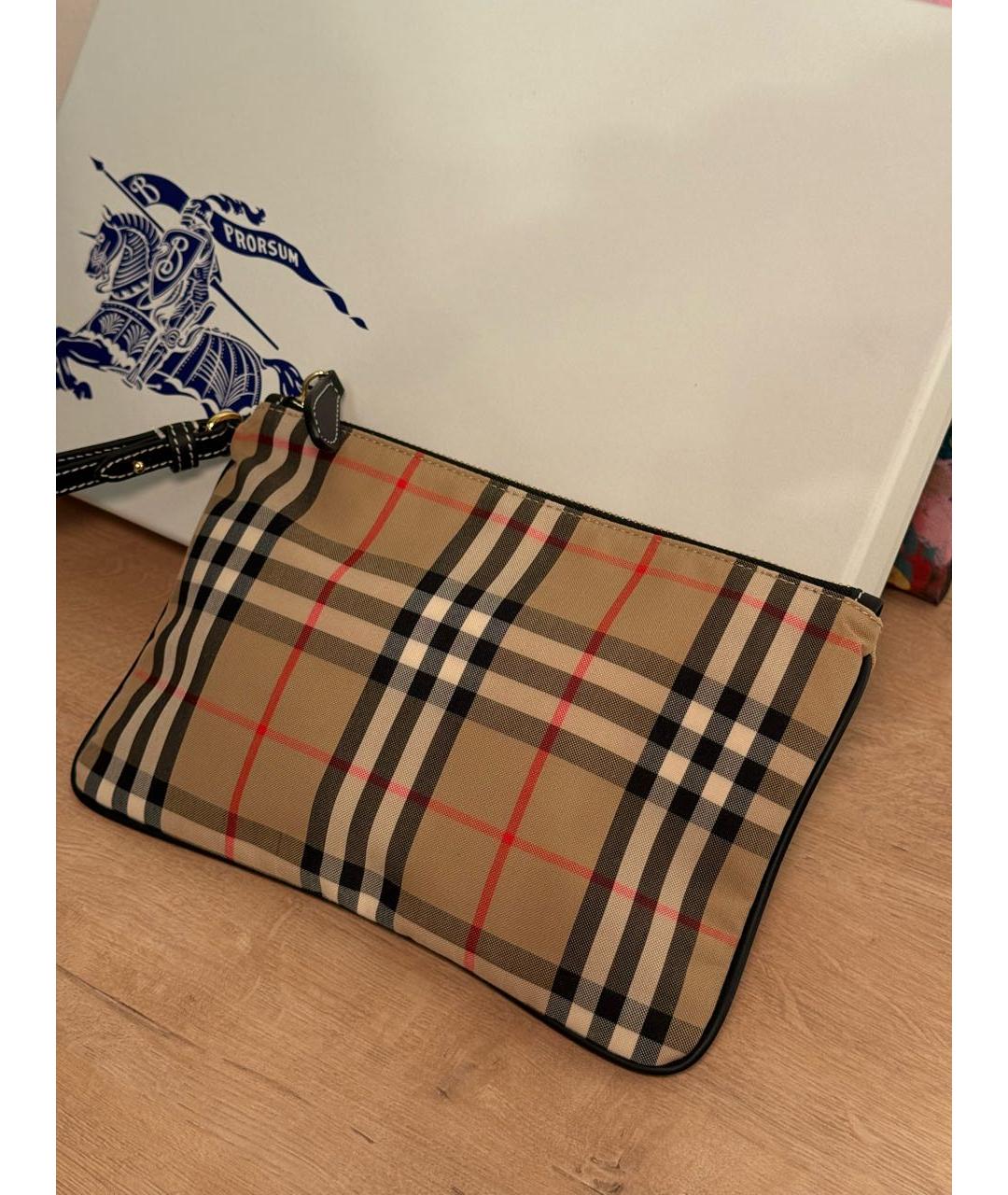 BURBERRY Бежевая тканевая косметичка, фото 4