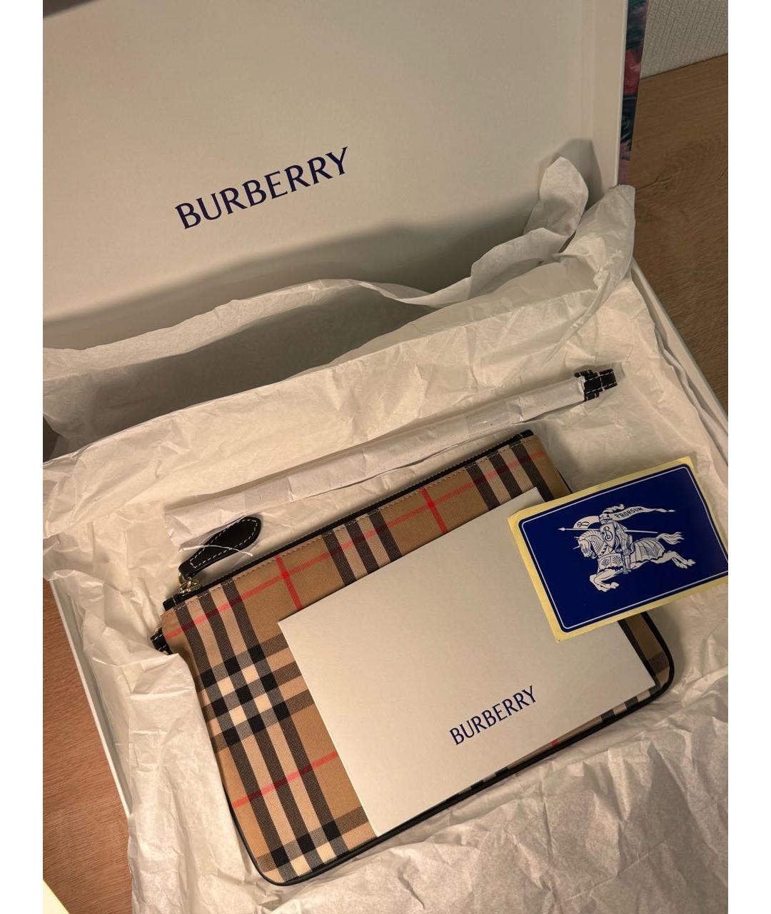 BURBERRY Бежевая тканевая косметичка, фото 2