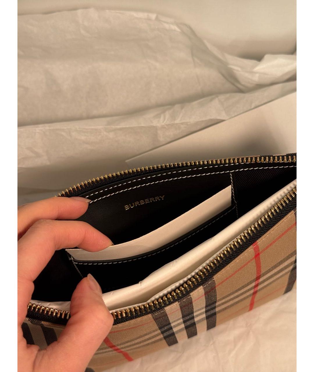 BURBERRY Бежевая тканевая косметичка, фото 3