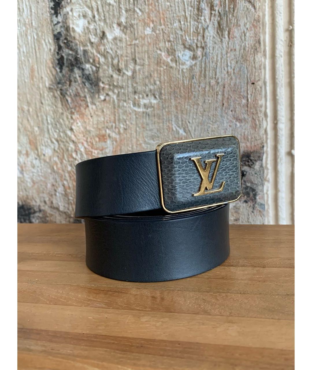 LOUIS VUITTON Черный кожаный ремень, фото 7