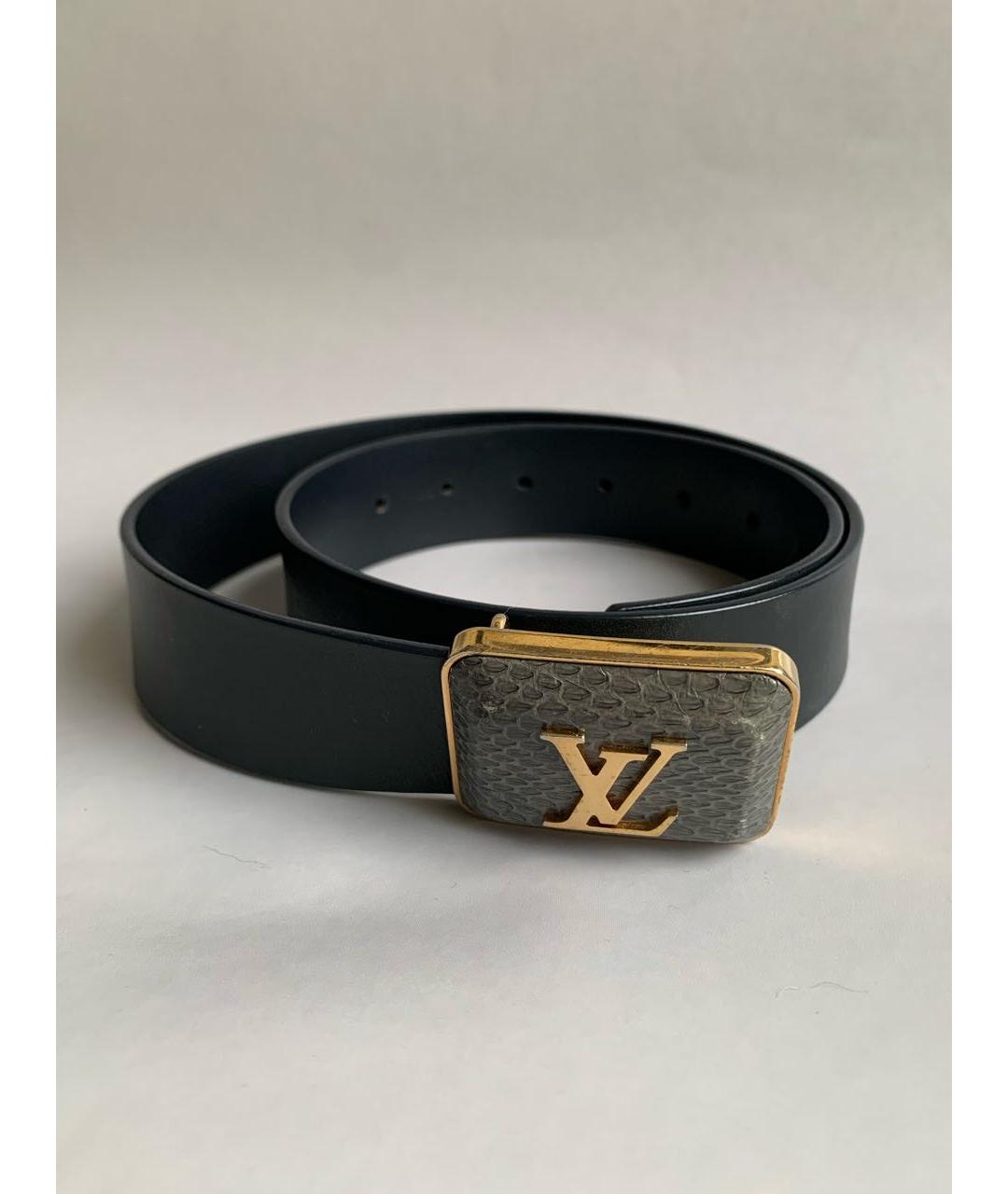 LOUIS VUITTON Черный кожаный ремень, фото 5