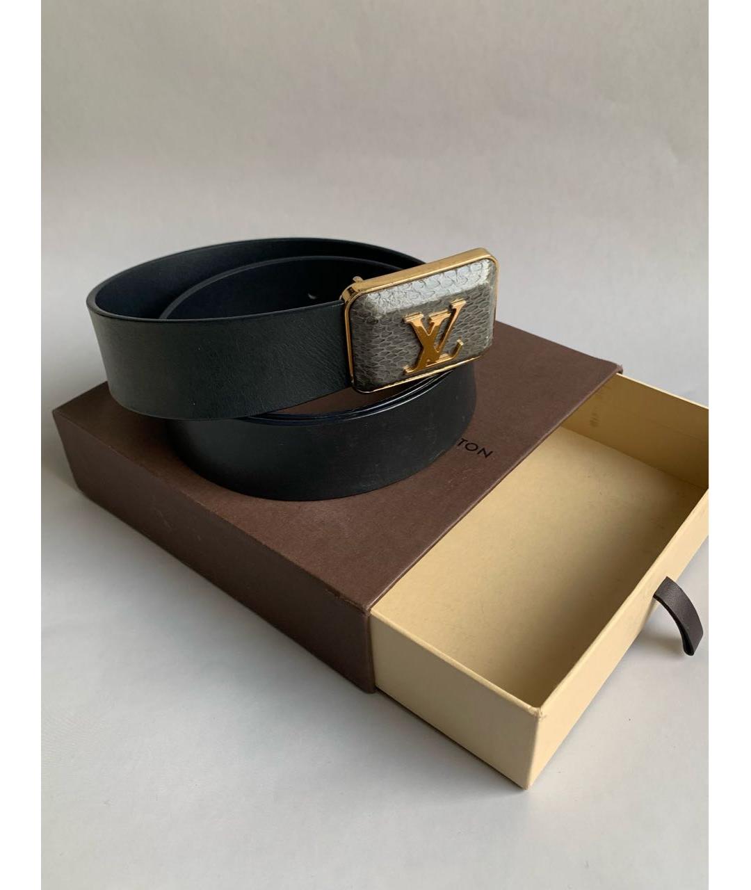 LOUIS VUITTON Черный кожаный ремень, фото 4