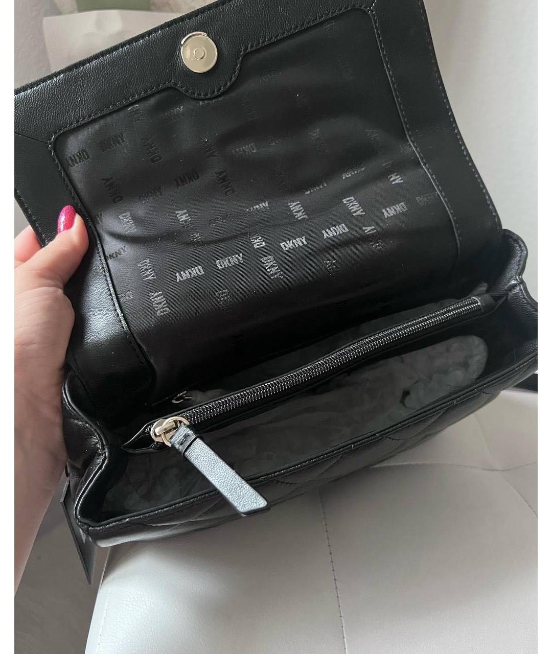 DKNY Черная кожаная сумка через плечо, фото 8