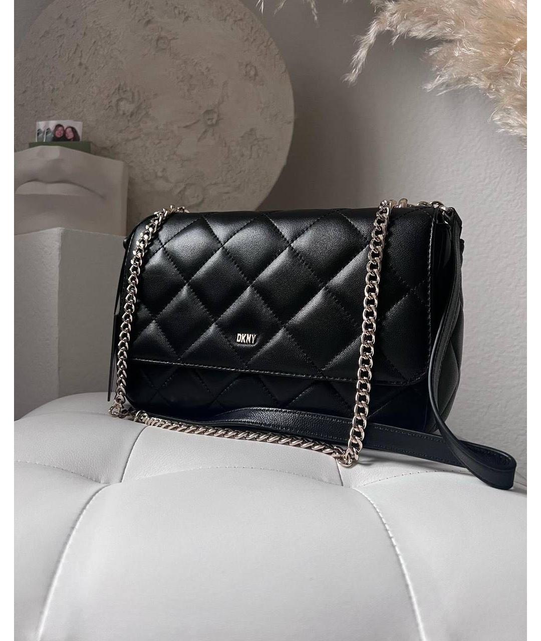 DKNY Черная кожаная сумка через плечо, фото 2