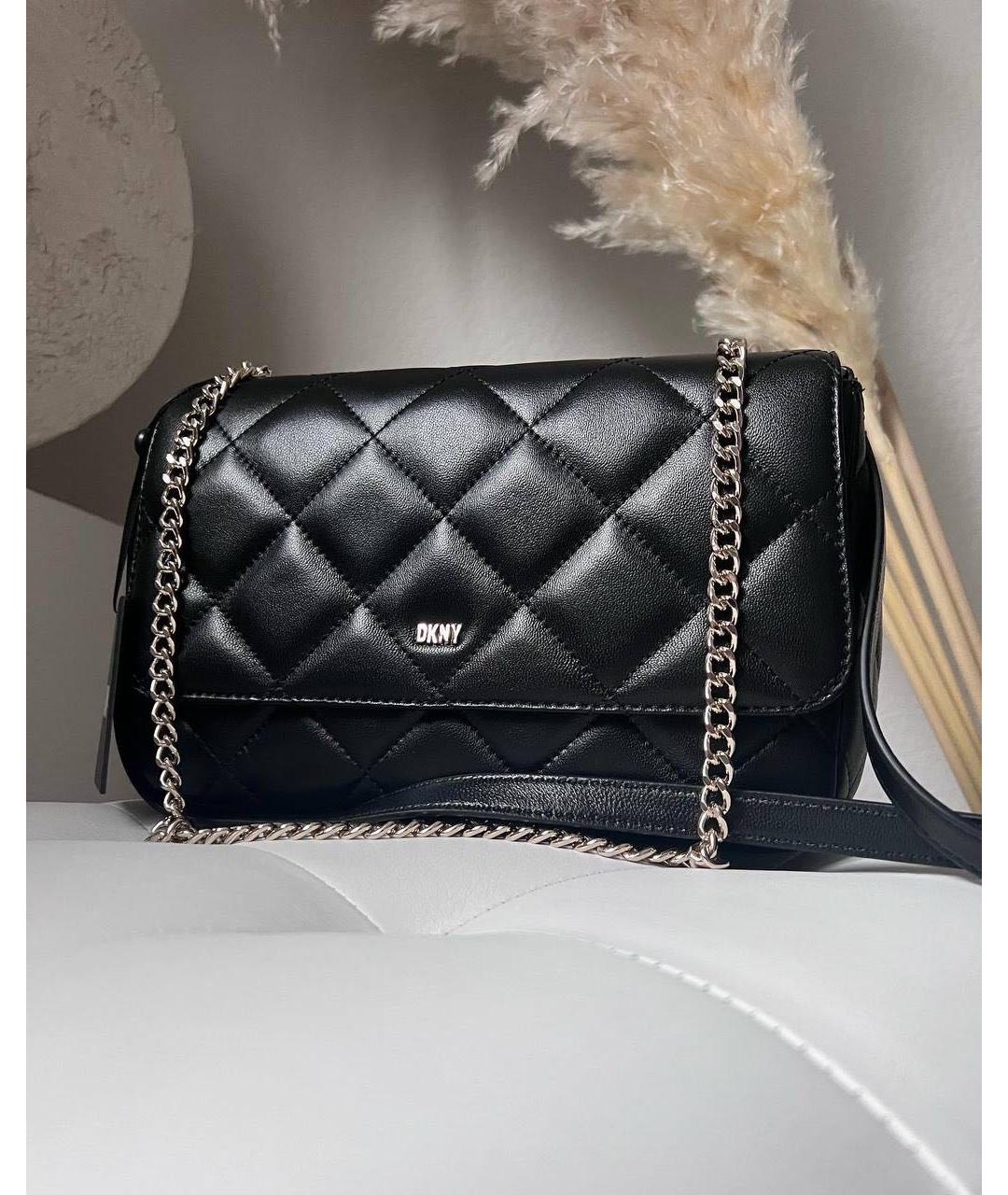 DKNY Черная кожаная сумка через плечо, фото 9