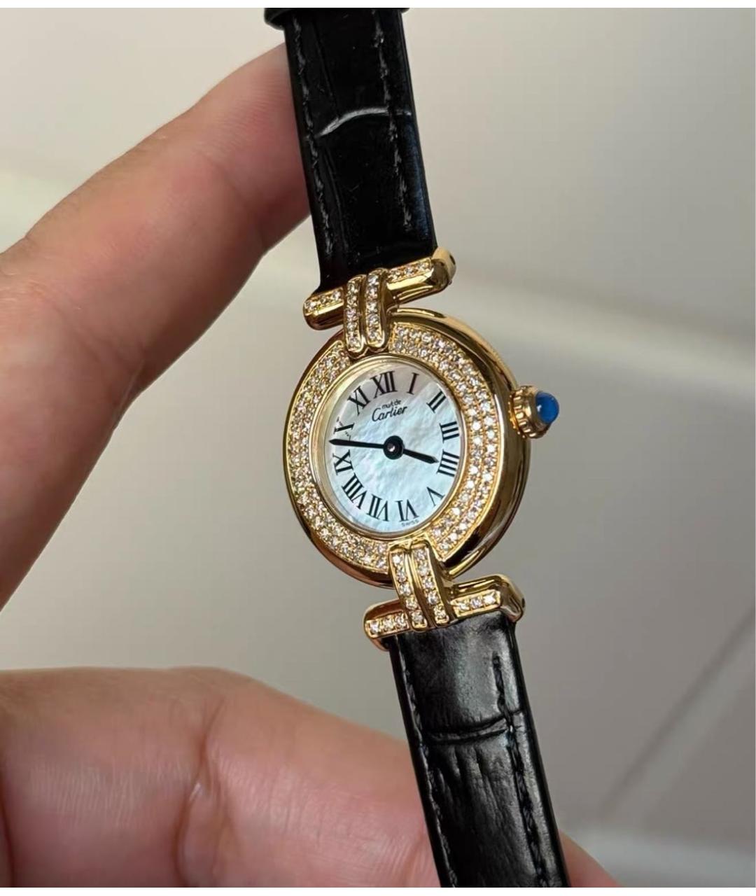 CARTIER Белые часы из желтого золота, фото 3