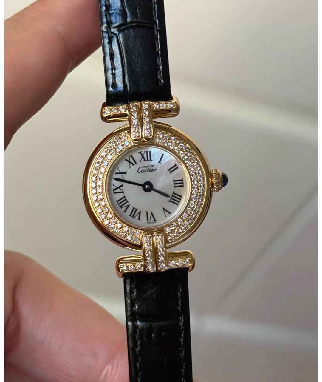 CARTIER Белые часы из желтого золота, фото 2