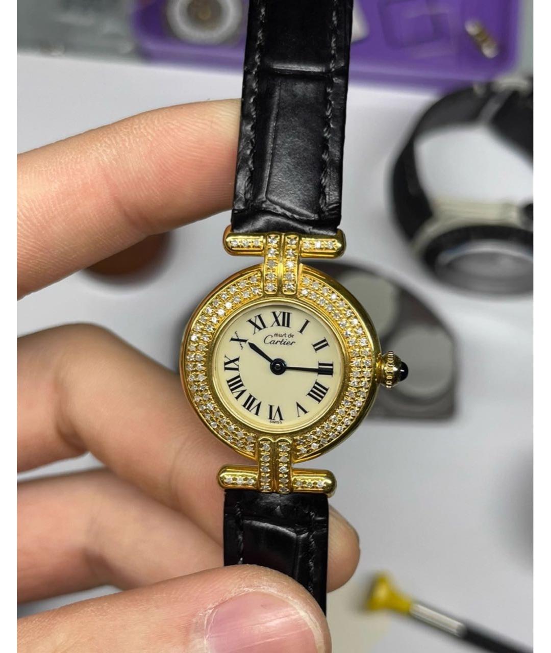 CARTIER Белые часы из желтого золота, фото 6