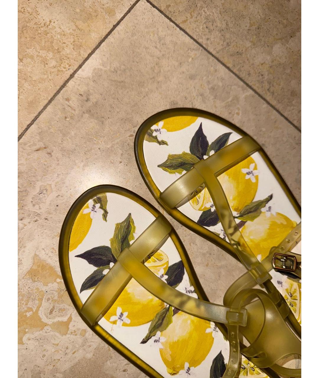 DOLCE & GABBANA KIDS Желтые резиновые сандалии и шлепанцы, фото 4