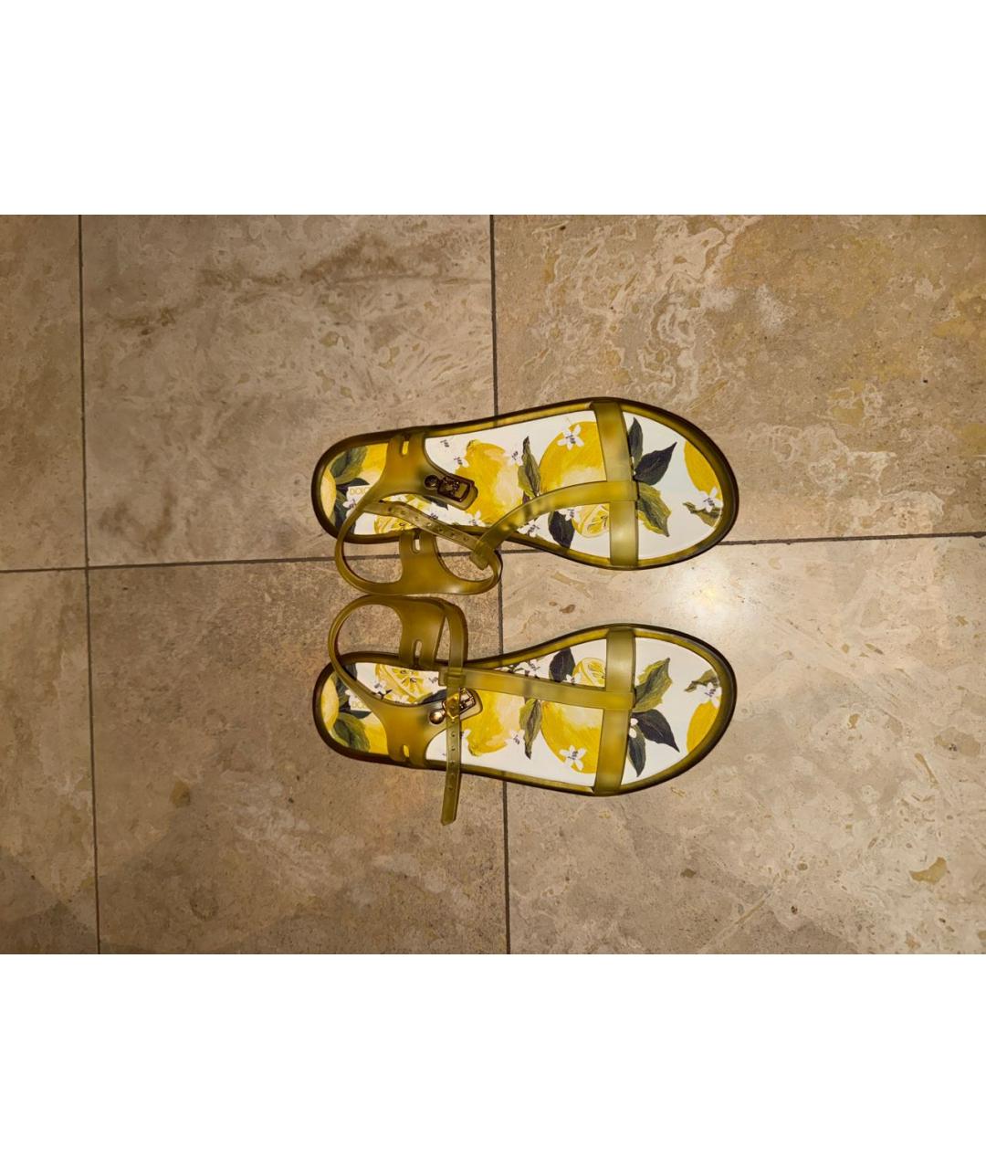 DOLCE & GABBANA KIDS Желтые резиновые сандалии и шлепанцы, фото 6