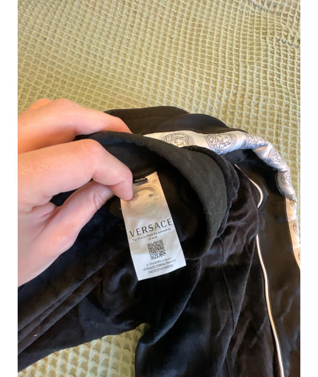VERSACE Черные хлопковые повседневные брюки, фото 3