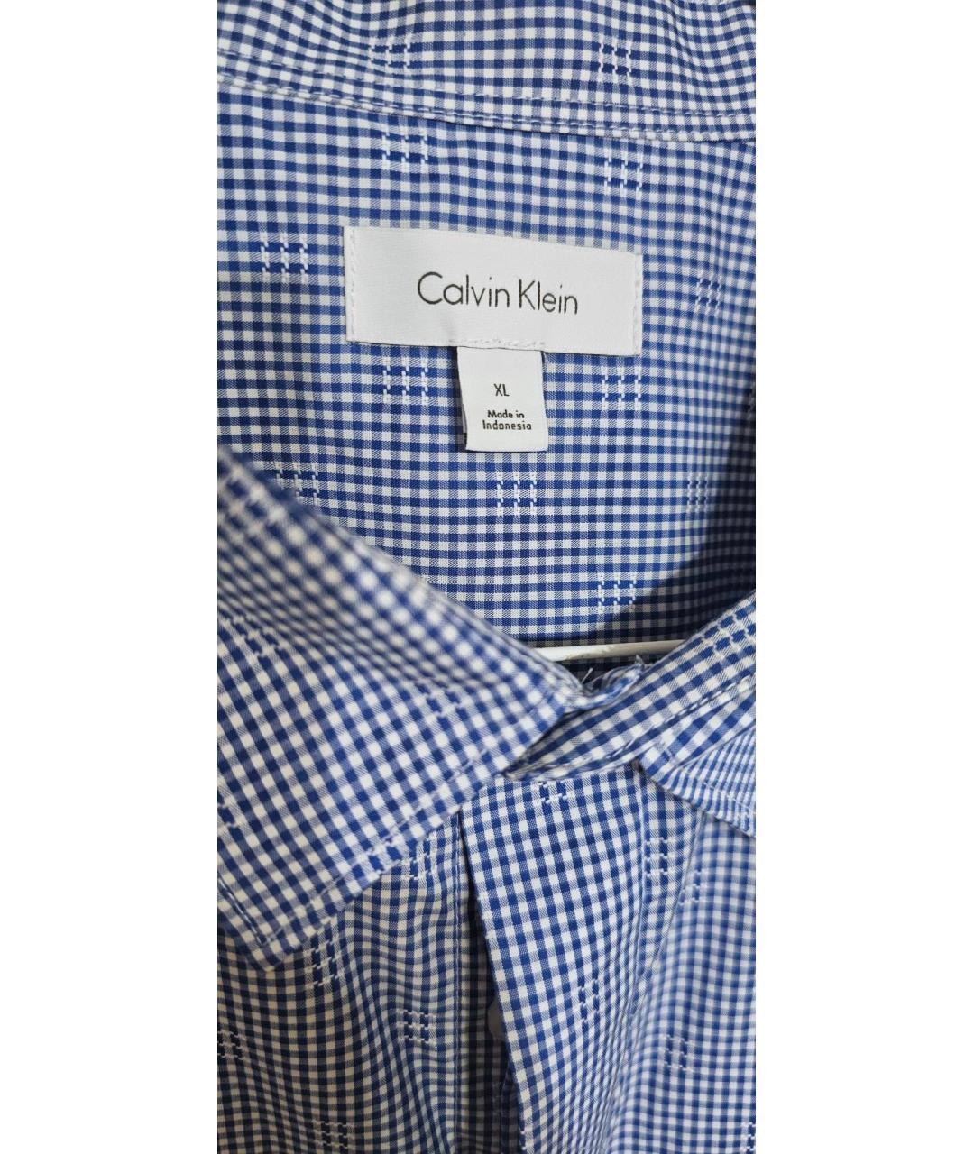 CALVIN KLEIN Голубая хлопко-полиэстеровая классическая рубашка, фото 8