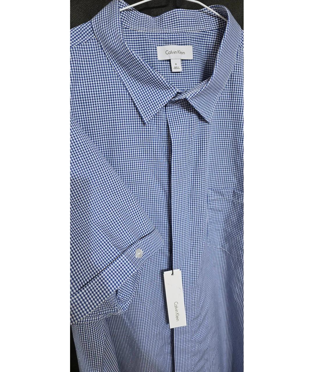 CALVIN KLEIN Голубая хлопко-полиэстеровая классическая рубашка, фото 4