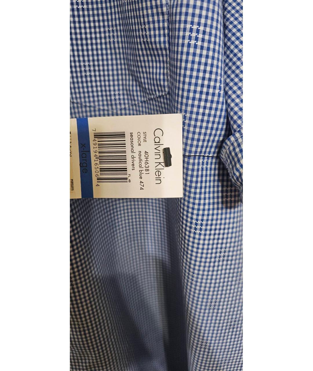 CALVIN KLEIN Голубая хлопко-полиэстеровая классическая рубашка, фото 7
