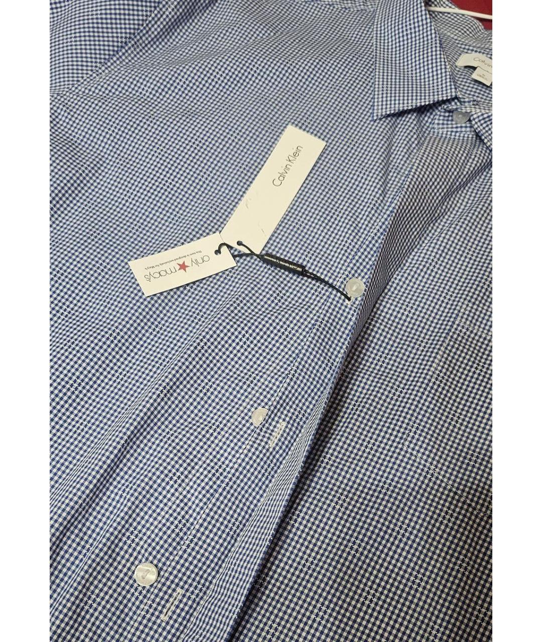 CALVIN KLEIN Голубая хлопко-полиэстеровая классическая рубашка, фото 5