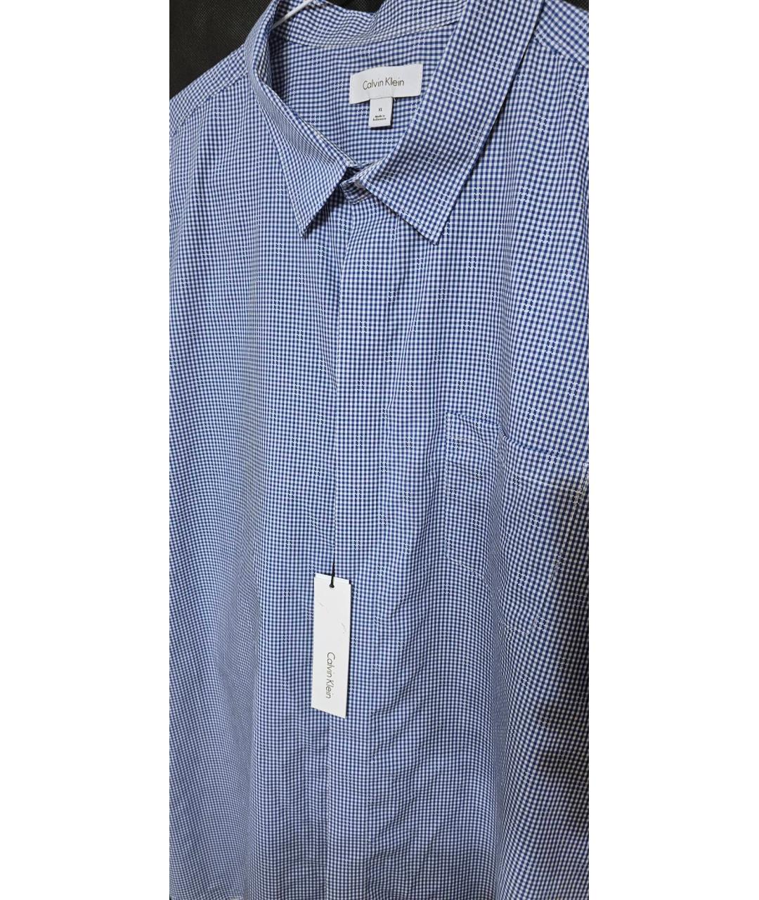 CALVIN KLEIN Голубая хлопко-полиэстеровая классическая рубашка, фото 6