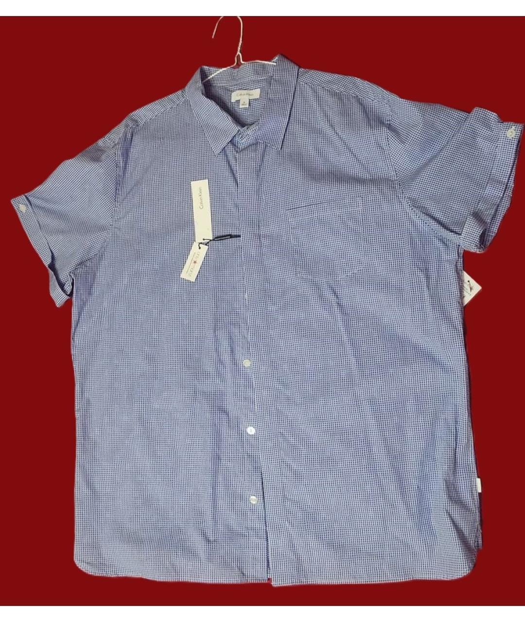 CALVIN KLEIN Голубая хлопко-полиэстеровая классическая рубашка, фото 9