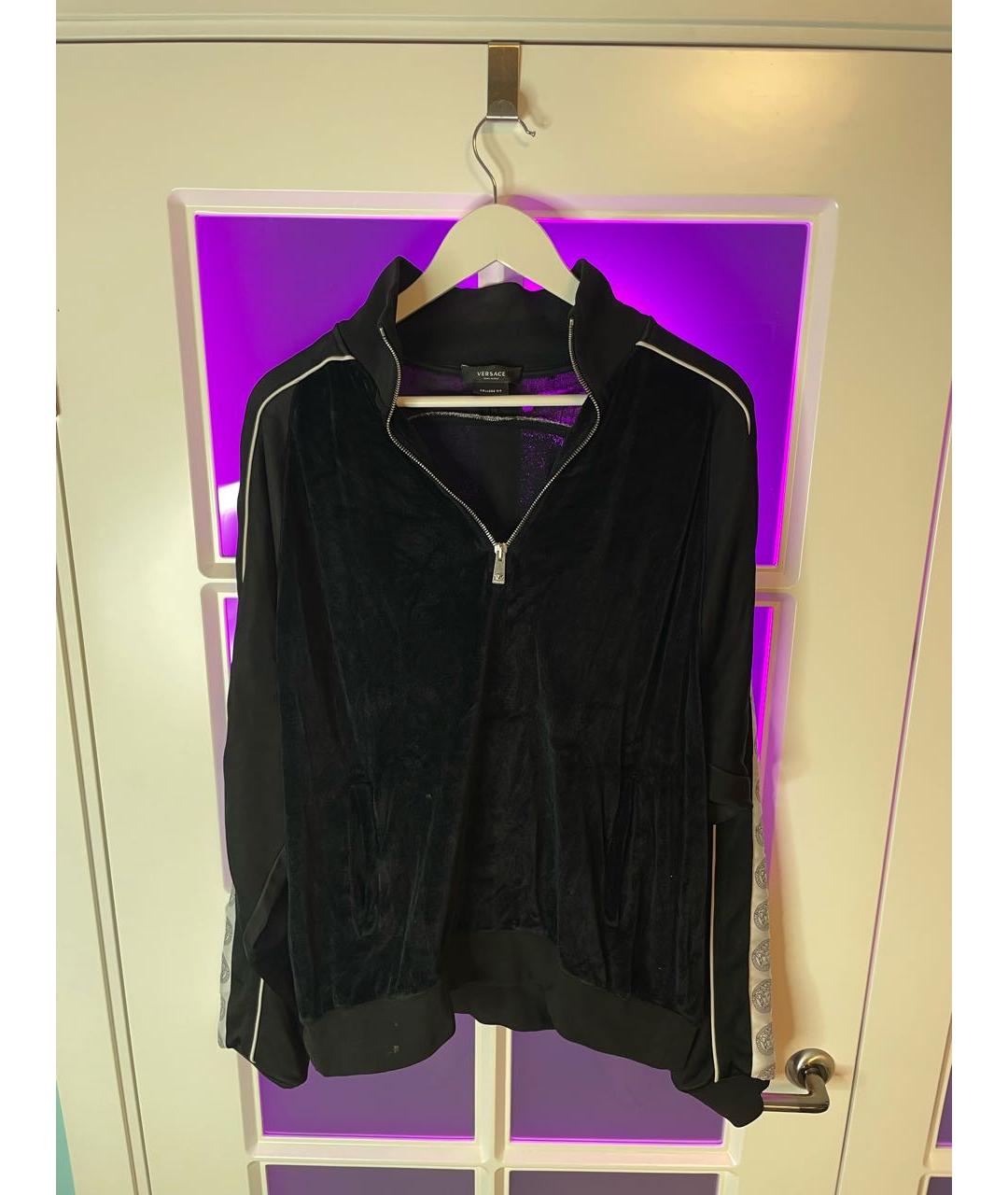 VERSACE Черная хлопковая спортивная куртка, фото 6