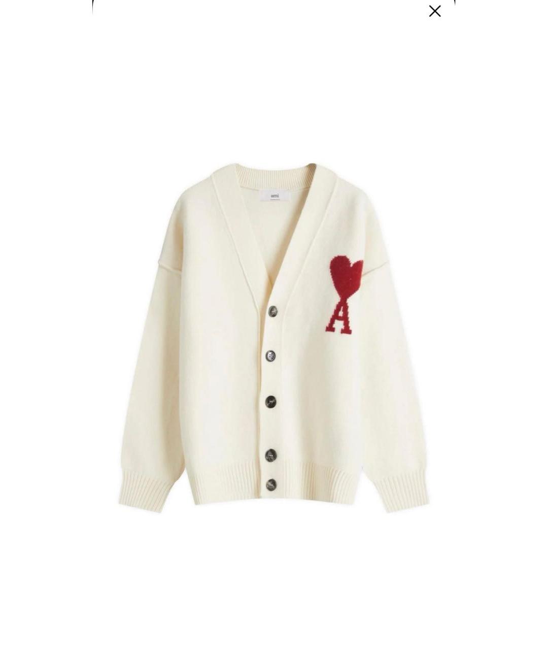 Ami Paris Белый шерстяной кардиган, фото 8