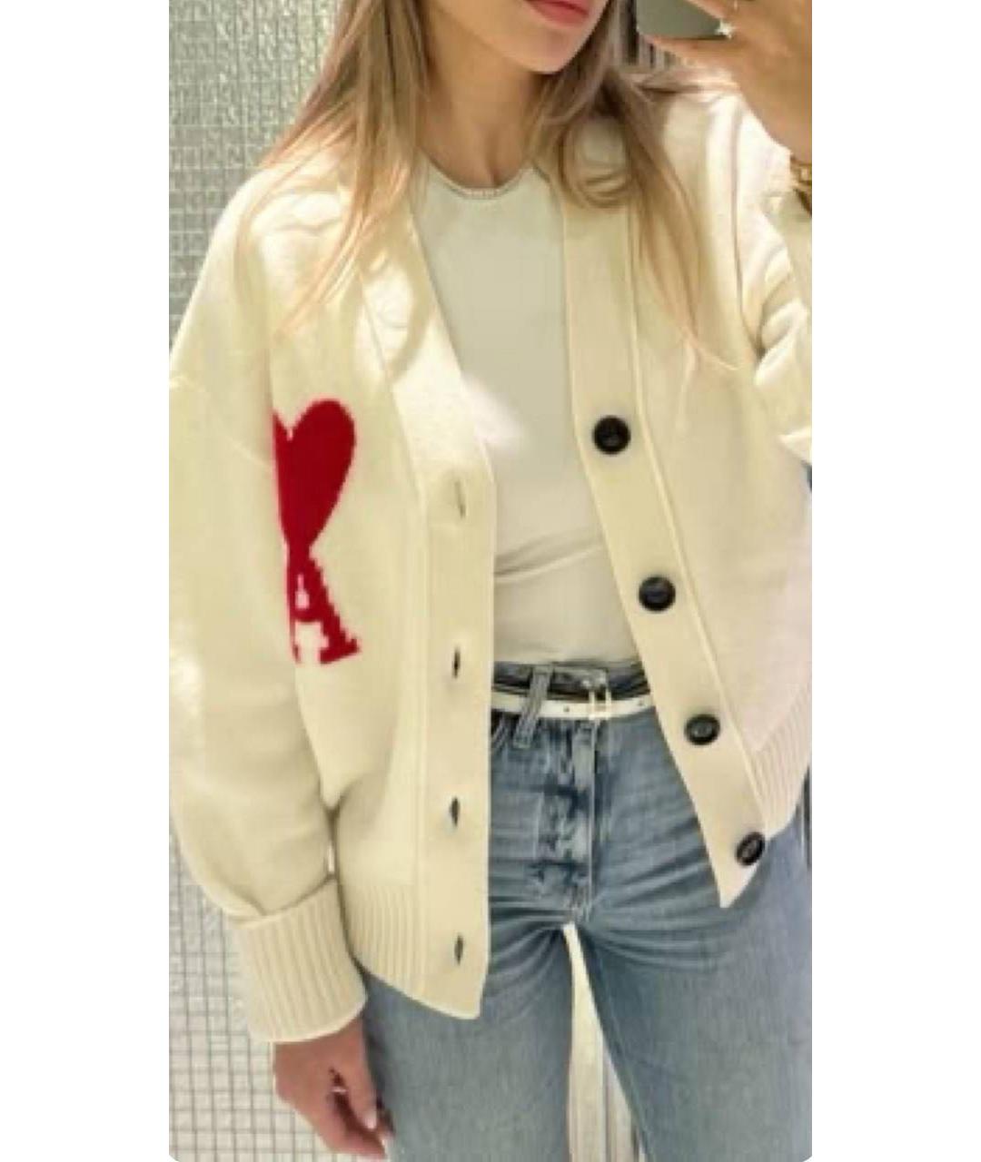 Ami Paris Белый шерстяной кардиган, фото 5