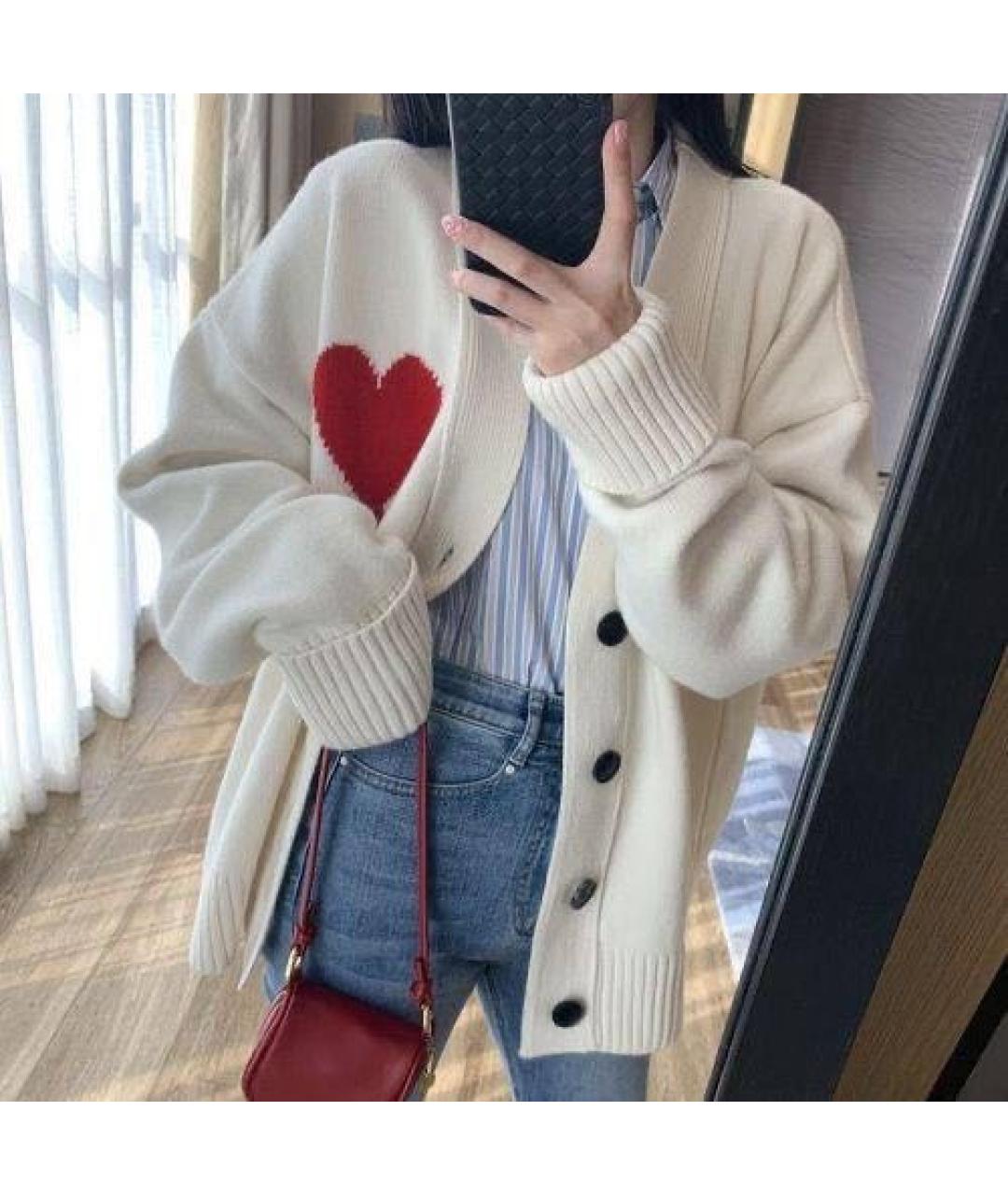 Ami Paris Белый шерстяной кардиган, фото 7