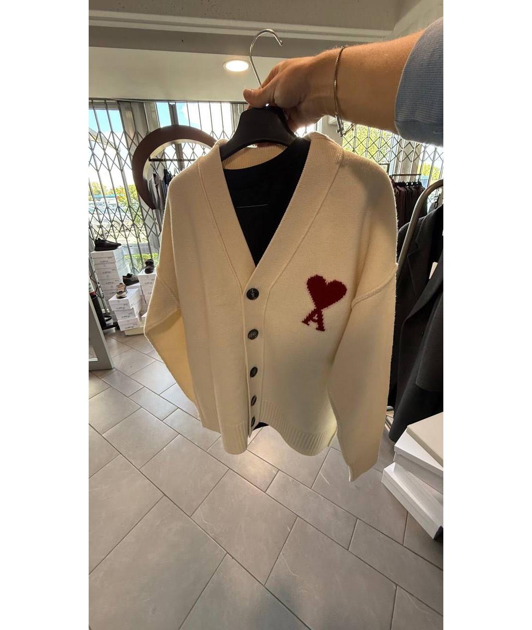 Ami Paris Белый шерстяной кардиган, фото 2