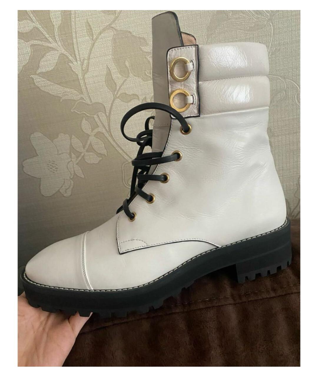 STUART WEITZMAN Белые кожаные ботинки, фото 2