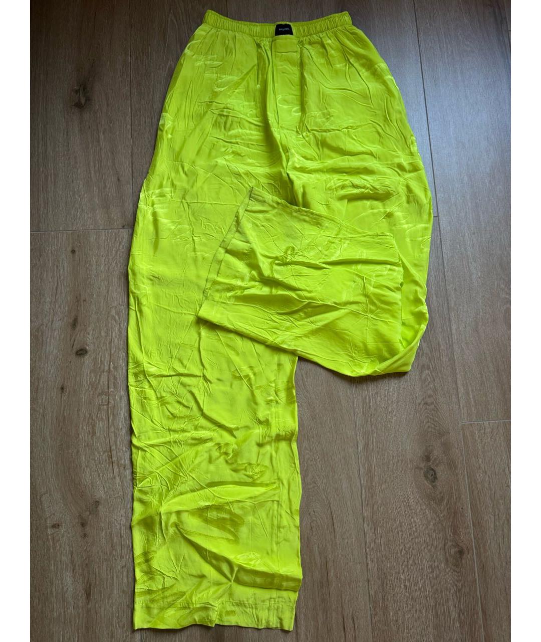 BALENCIAGA Салатовые вискозные брюки широкие, фото 5