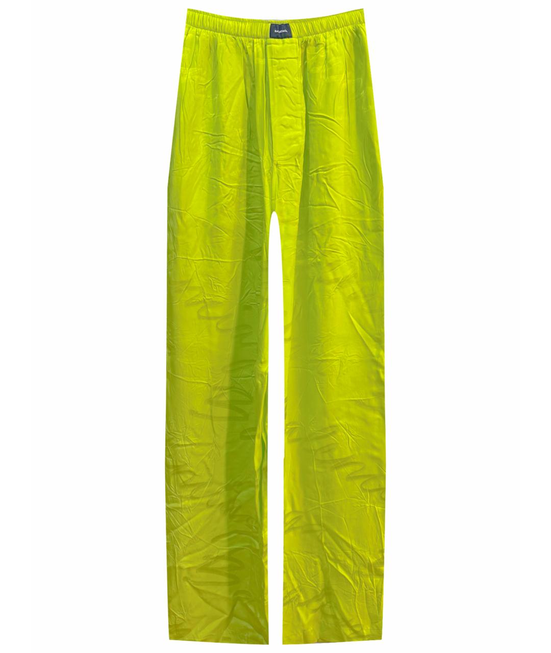 BALENCIAGA Салатовые вискозные брюки широкие, фото 1