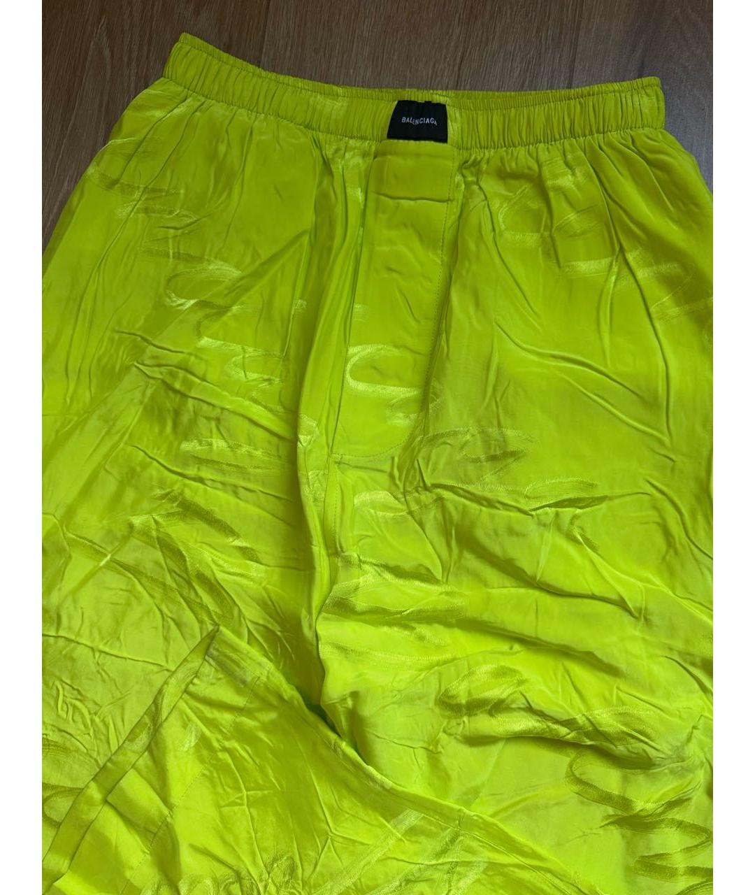 BALENCIAGA Салатовые вискозные брюки широкие, фото 6