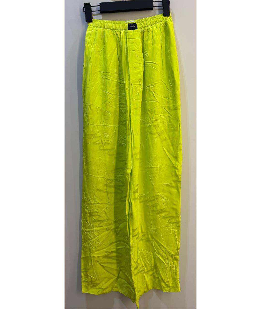 BALENCIAGA Салатовые вискозные брюки широкие, фото 7
