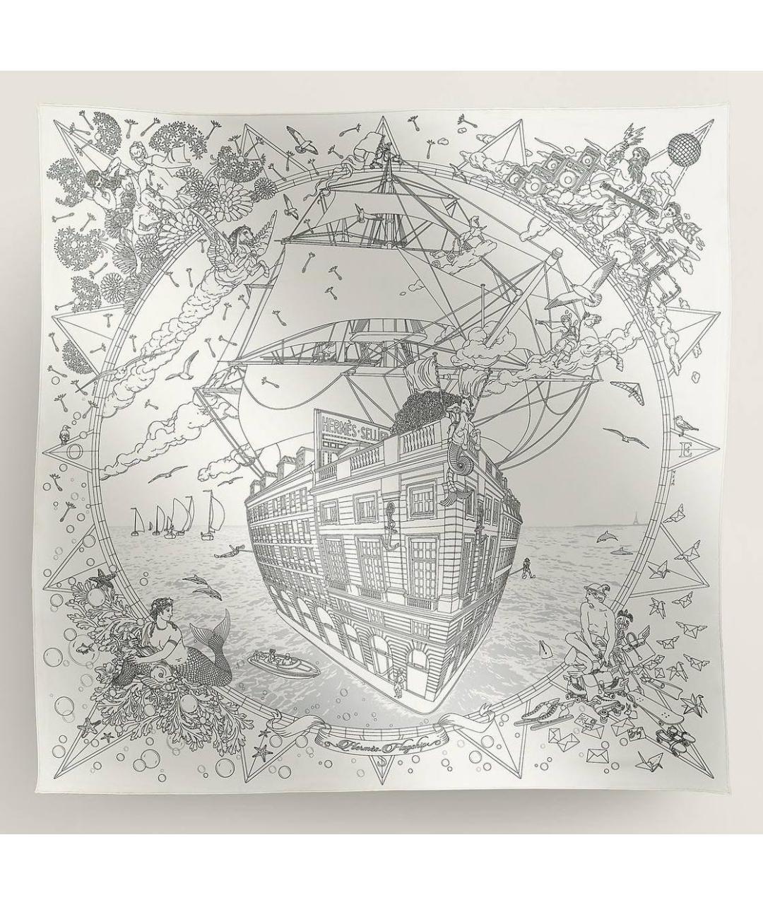 HERMES Мульти шелковый платок, фото 4