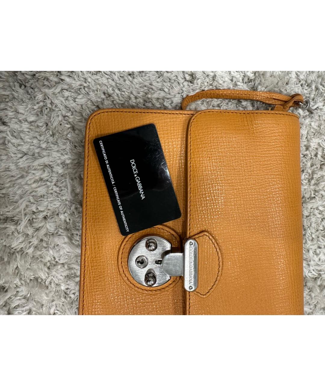 DOLCE&GABBANA Оранжевая кожаная сумка через плечо, фото 2