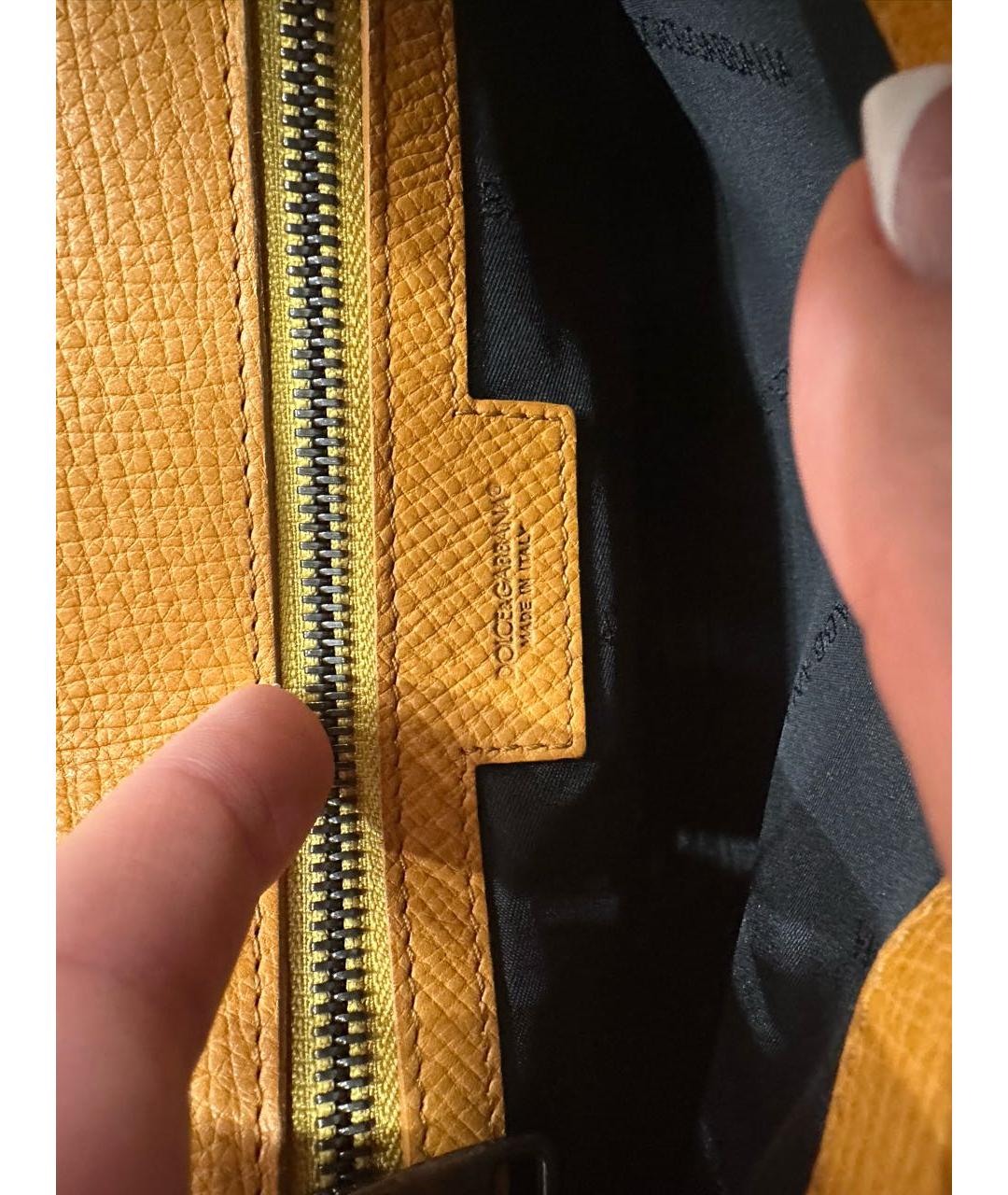 DOLCE&GABBANA Оранжевая кожаная сумка через плечо, фото 4