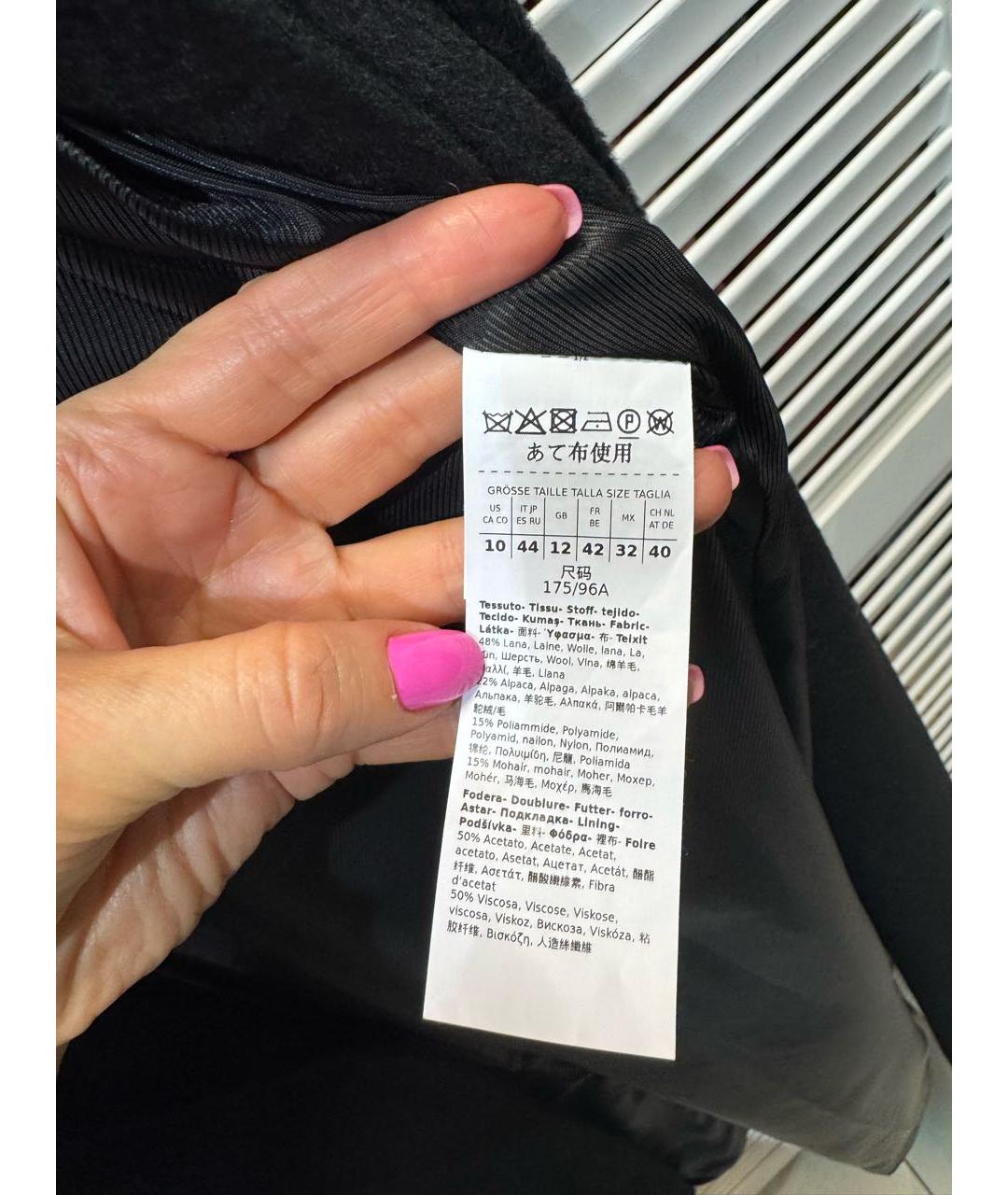 WEEKEND MAX MARA Черное шерстяное пальто, фото 6