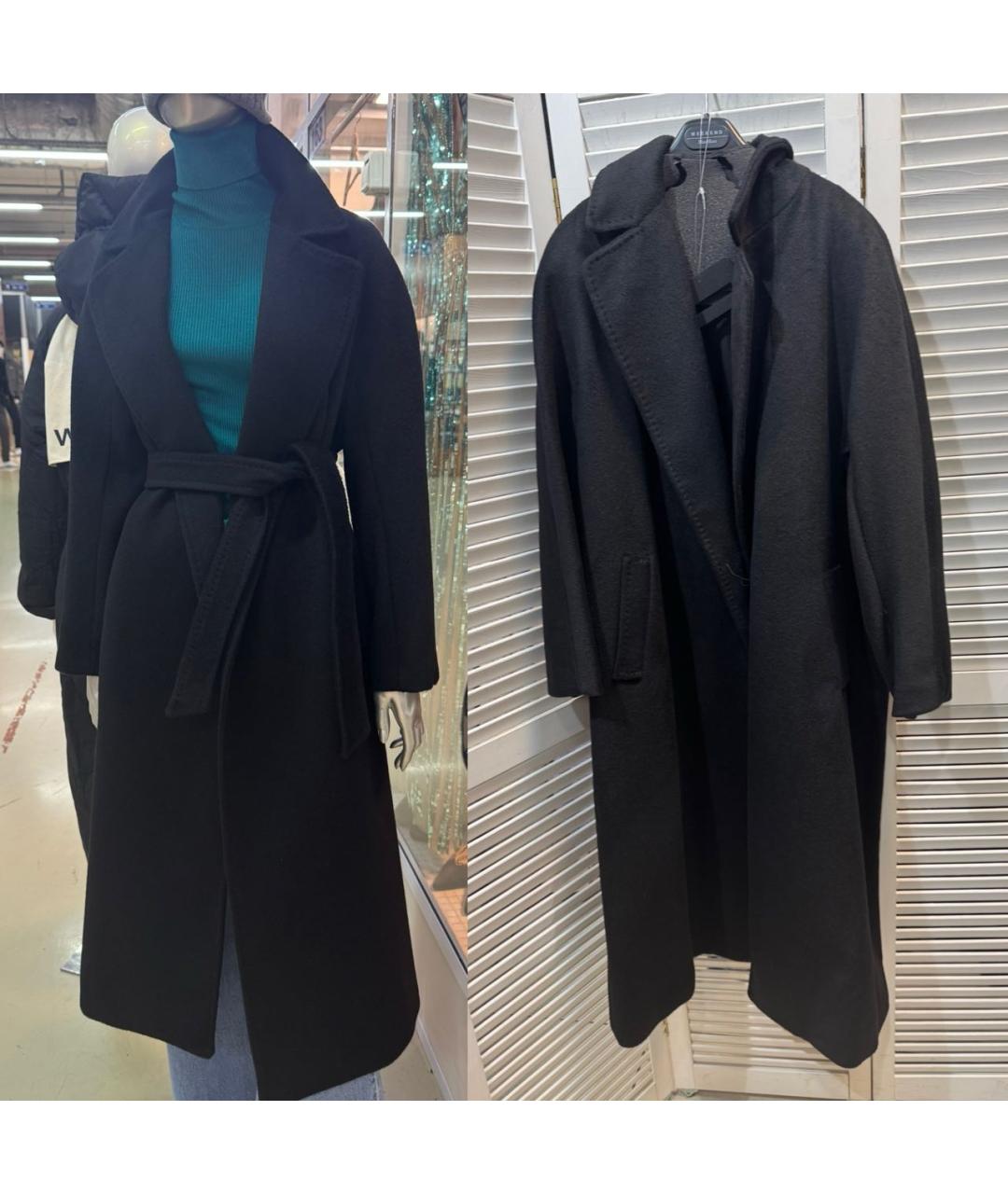 WEEKEND MAX MARA Черное шерстяное пальто, фото 5
