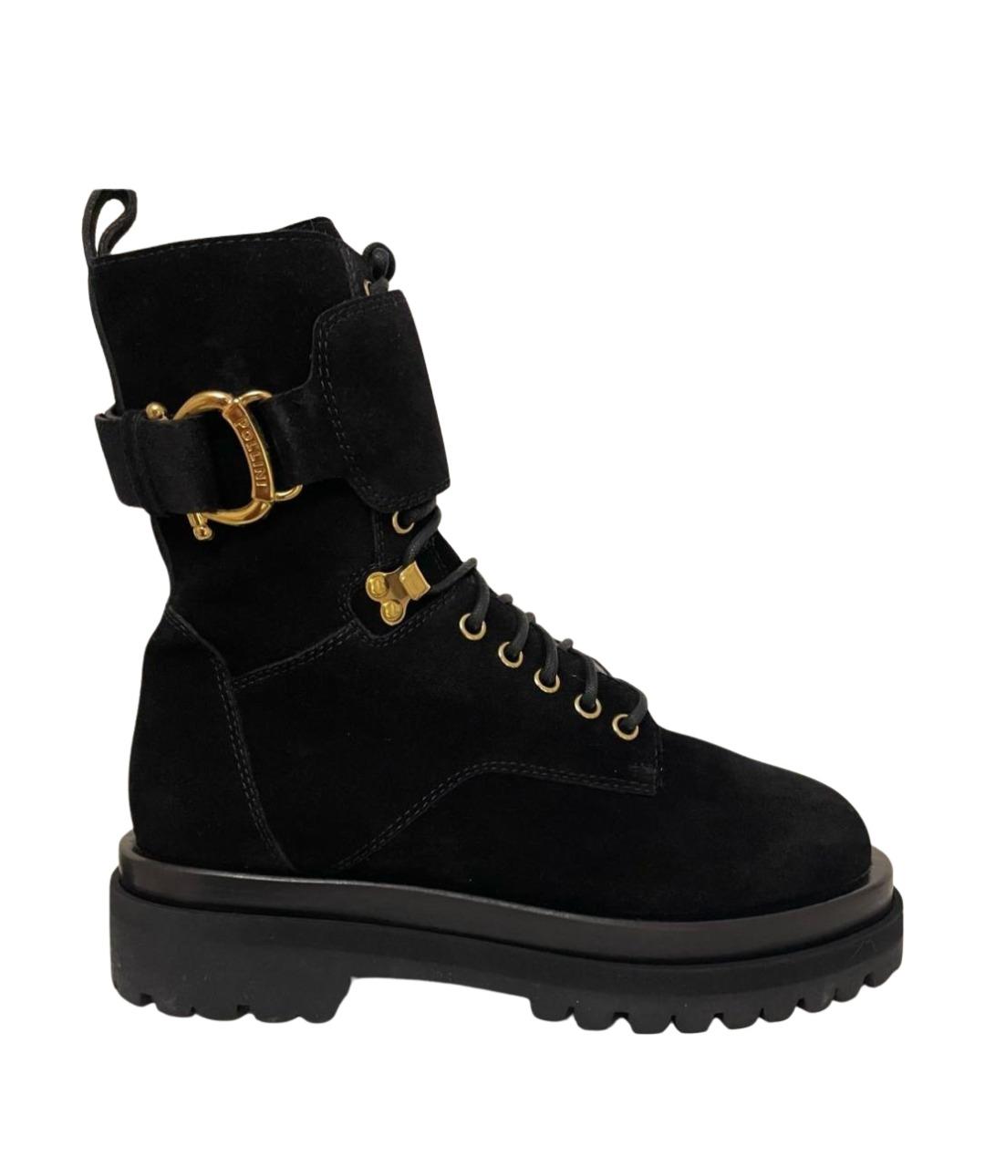 POLLINI Черные замшевые ботинки, фото 1