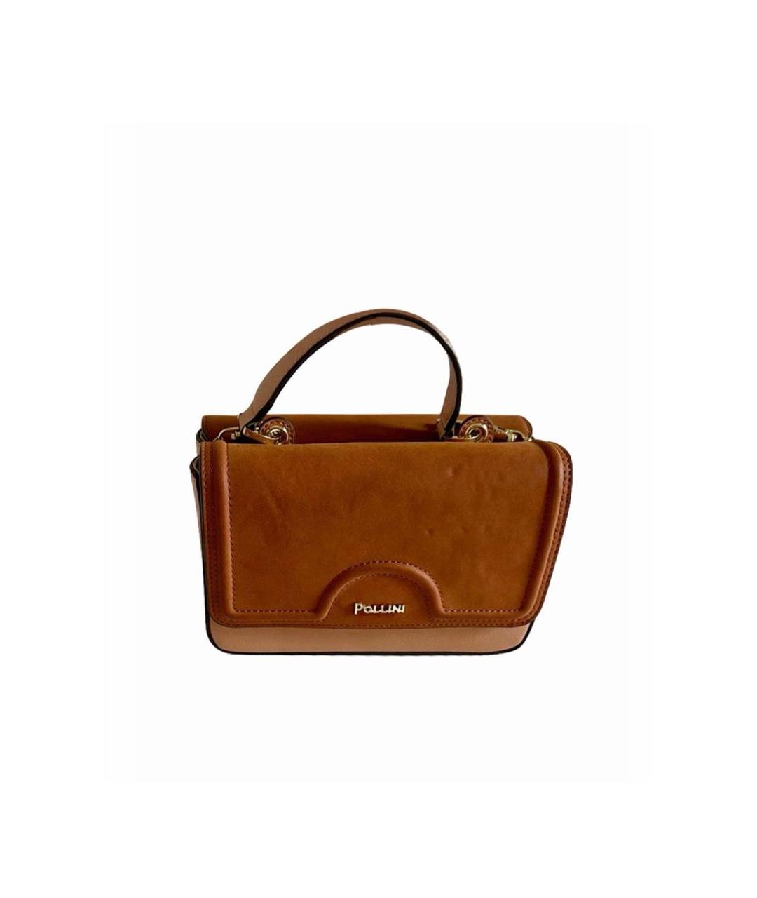 POLLINI Коричневая кожаная сумка с короткими ручками, фото 6