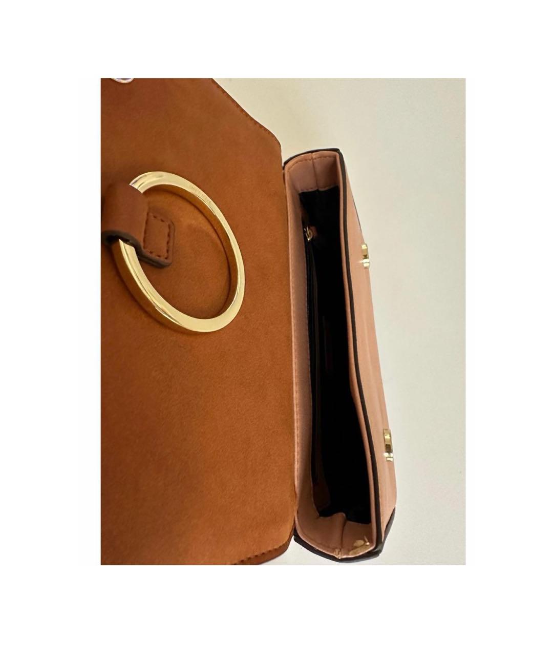 POLLINI Коричневая кожаная сумка с короткими ручками, фото 4