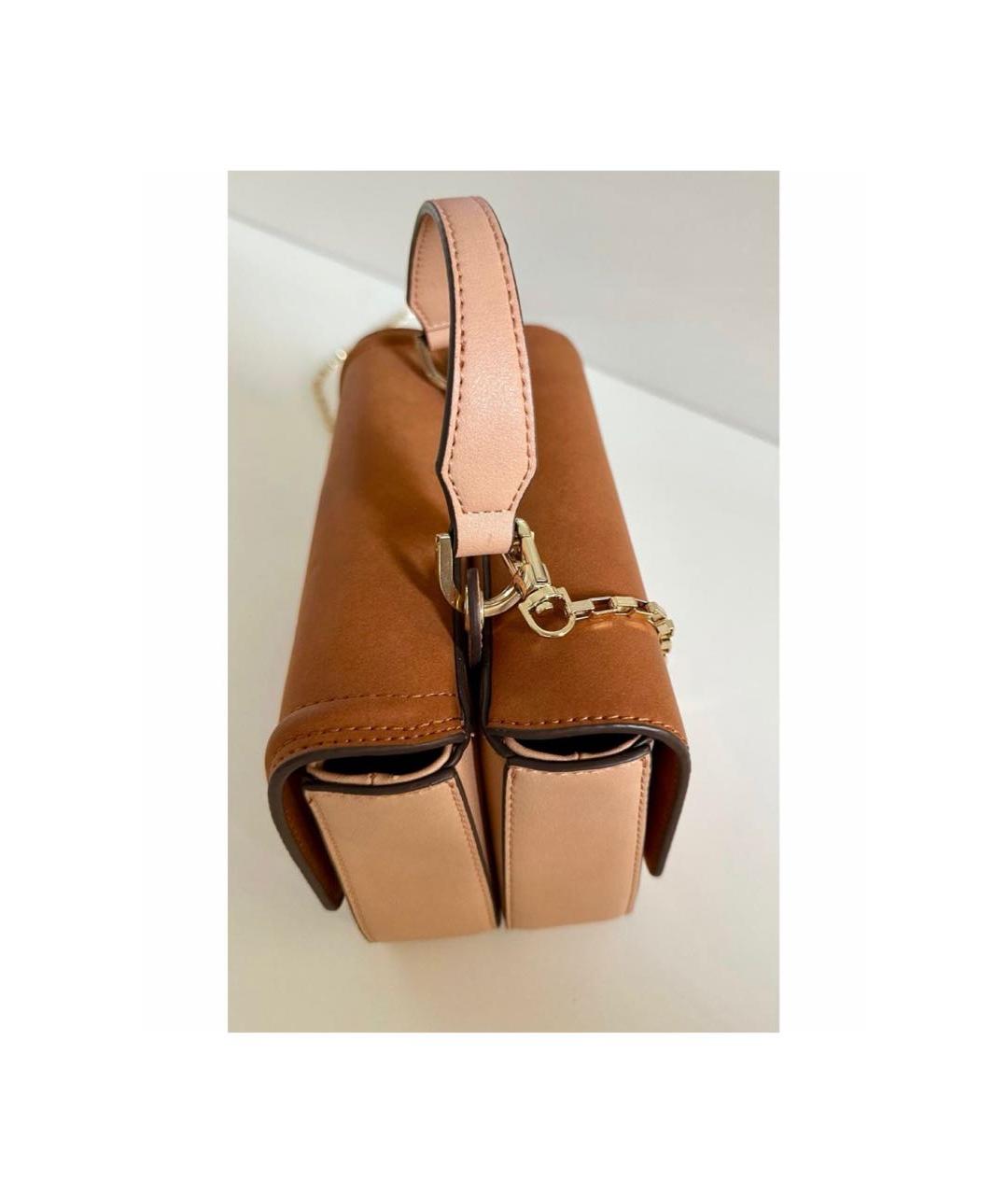 POLLINI Коричневая кожаная сумка с короткими ручками, фото 5