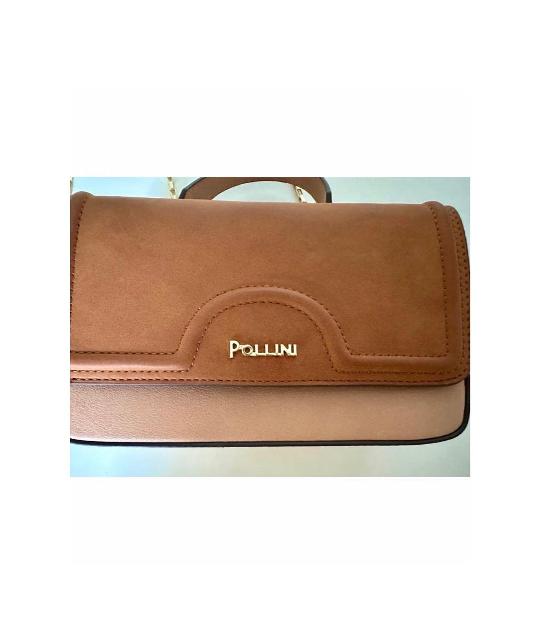 POLLINI Коричневая кожаная сумка с короткими ручками, фото 2