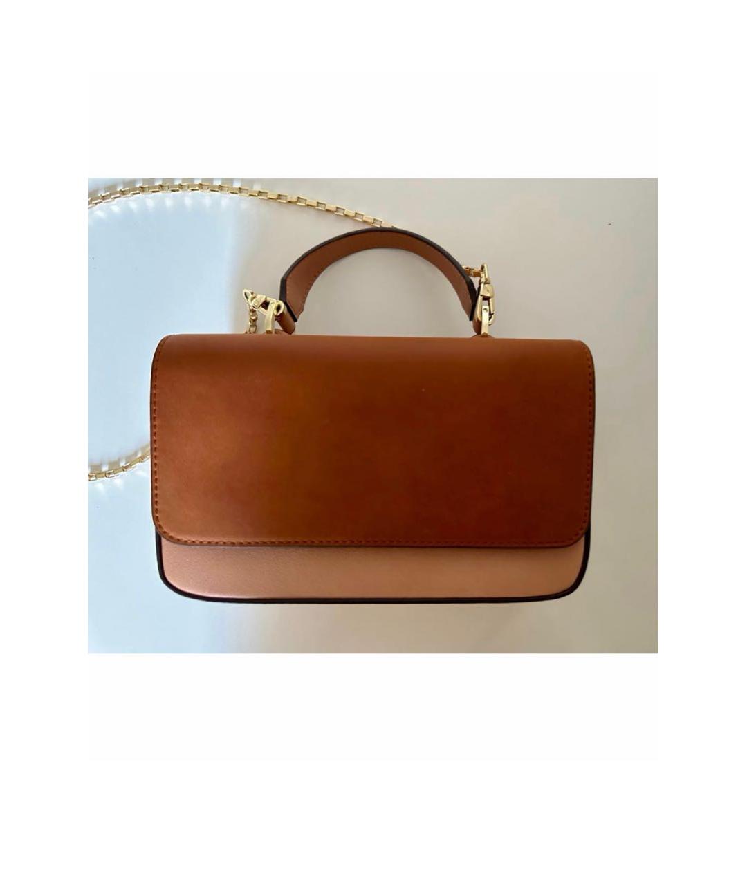 POLLINI Коричневая кожаная сумка с короткими ручками, фото 3