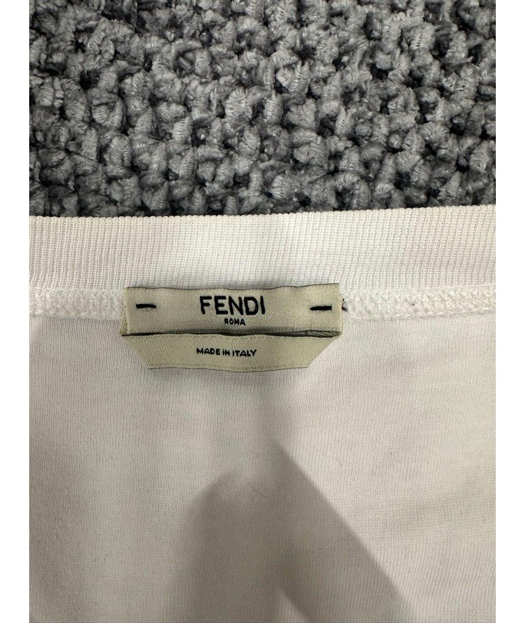 FENDI Белая хлопковая футболка, фото 5