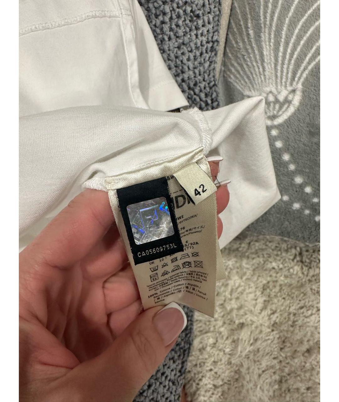 FENDI Белая хлопковая футболка, фото 2