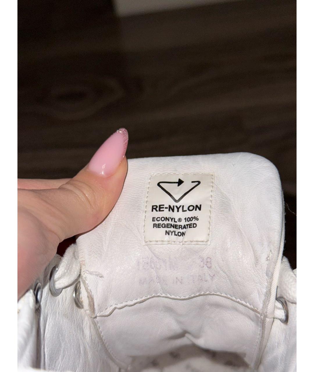 PRADA Бежевые кожаные кеды, фото 7