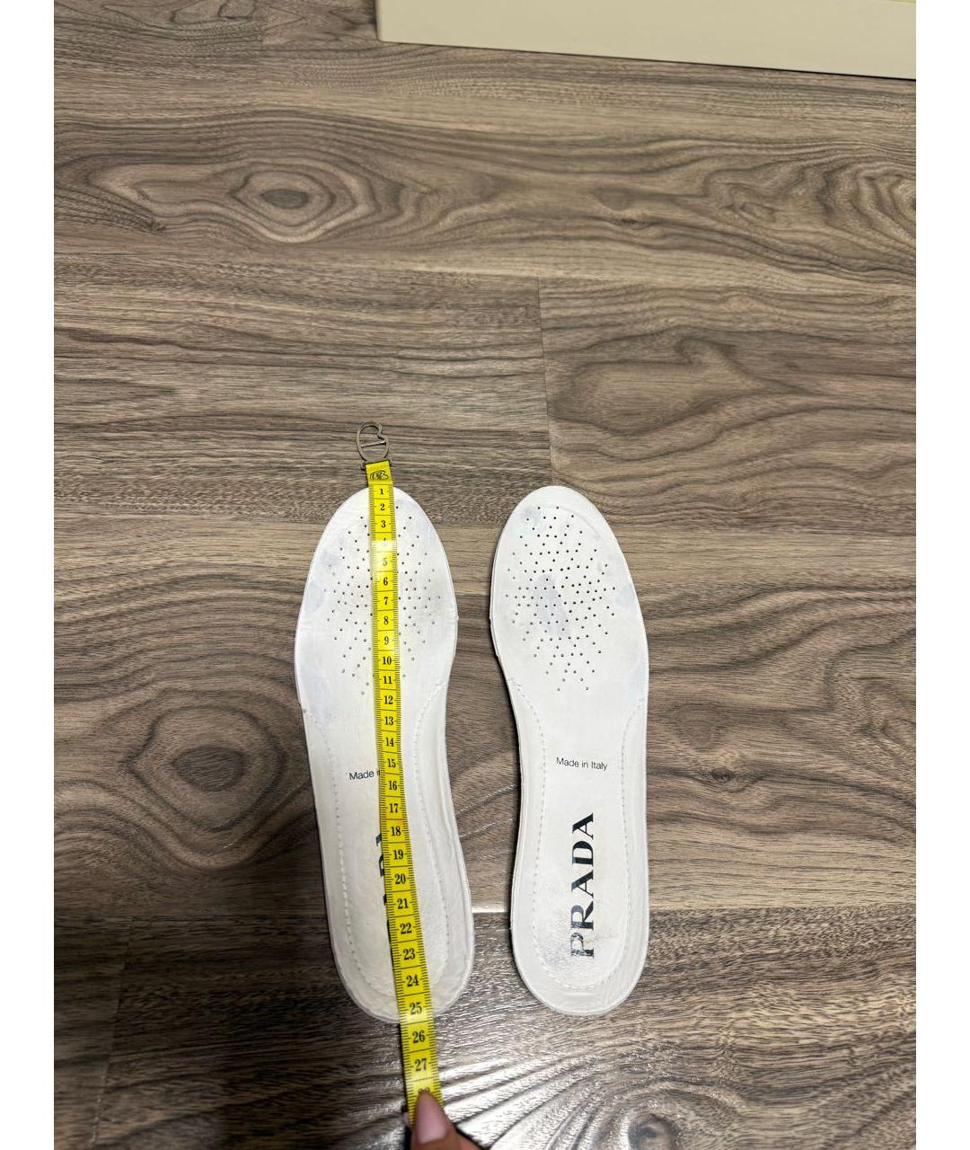 PRADA Бежевые кожаные кеды, фото 5