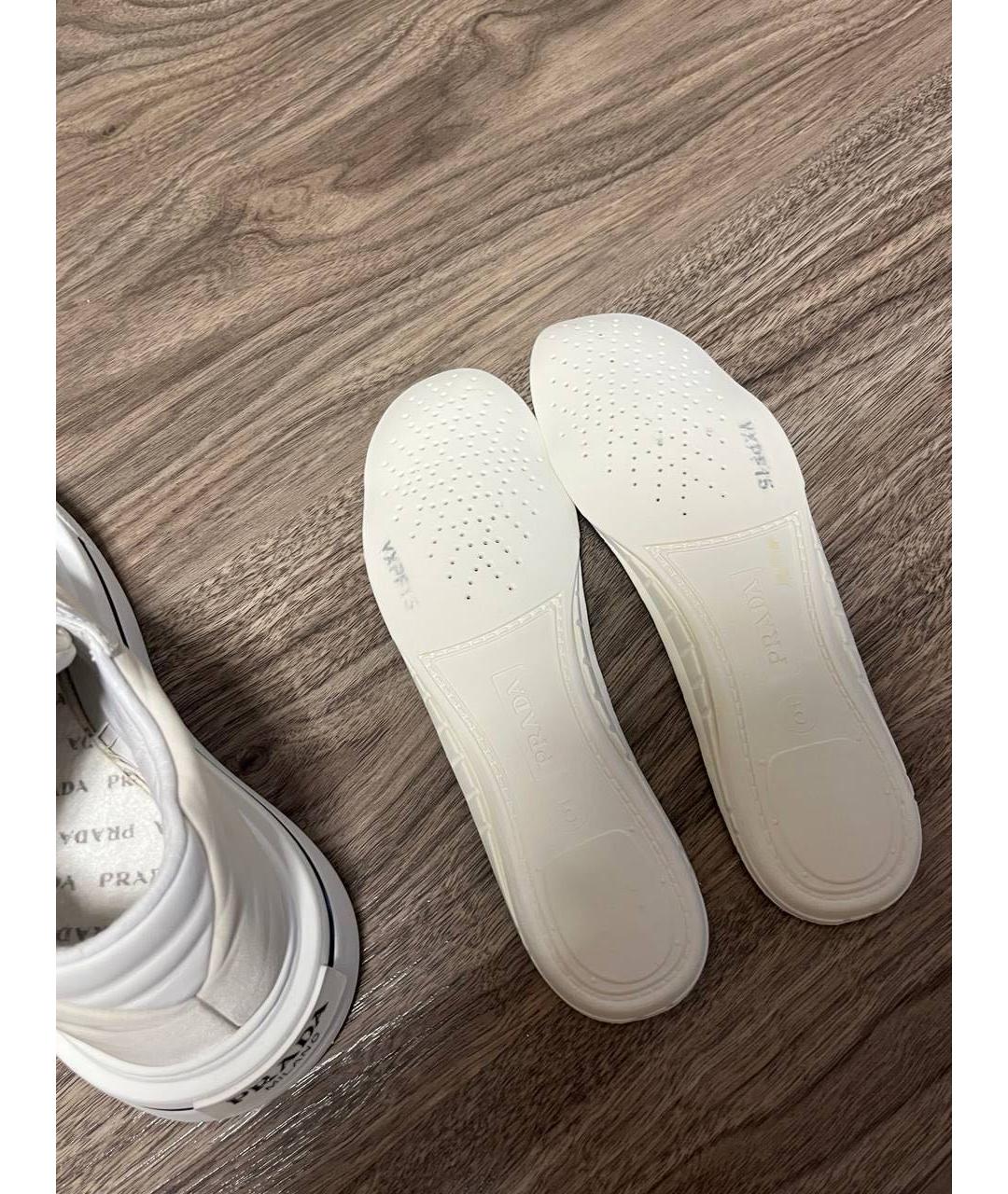 PRADA Бежевые кожаные кеды, фото 6