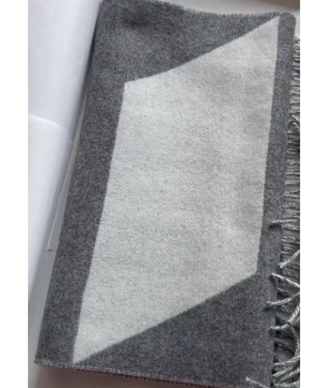 HERMES Серый кашемировый шарф, фото 2